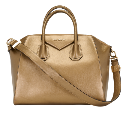 Medium Antigona, &pound;410, Handbags, Gold, Leather, Front view